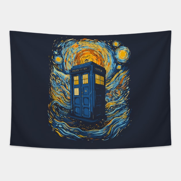 starry blue box Tapestry by kharmazero