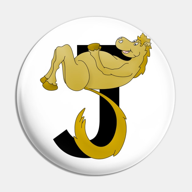 Pony Monogram Letter J J Pin TeePublic