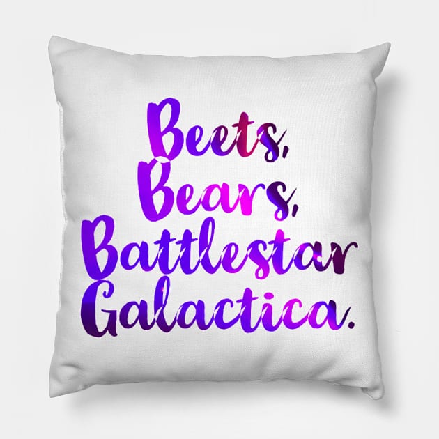 Beets, Bears, Battlestar Galactica Pillow by VinyLab