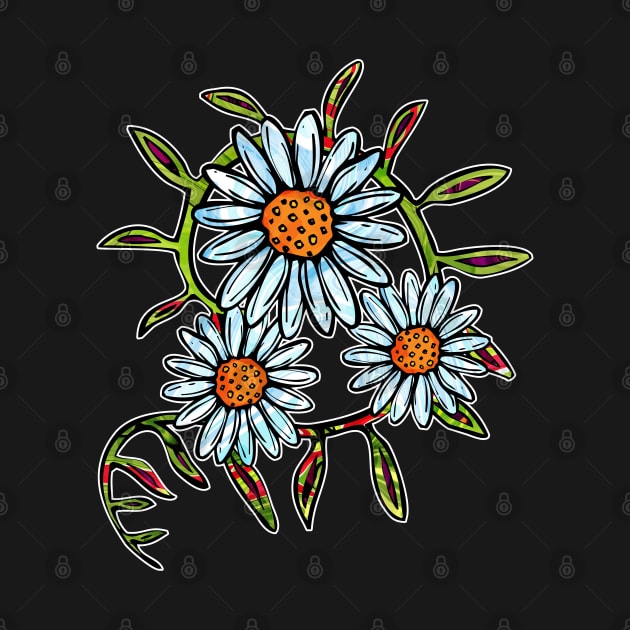 Bright daisy flowers with swirly leaves by NadiaChevrel