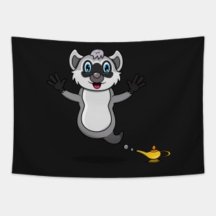 Cute Raccoon Ghost and Flying Tapestry