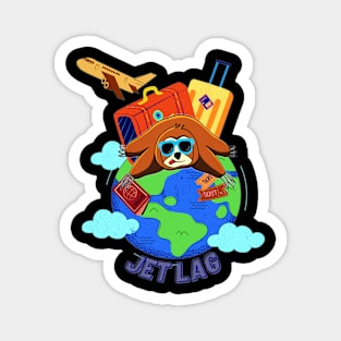 Funny sloth lying Jet lagged on the globe Magnet