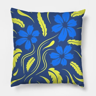 Folk flowers floral art print Flowers abstract art Pillow