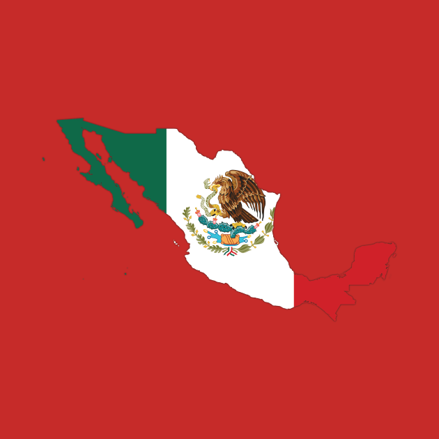 Flag Map of Mexico, Mexican Country Map Outline with National Flag Inside by Mashmosh