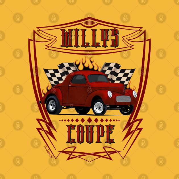 1940 Red Willys Coupe Racer by SunGraphicsLab