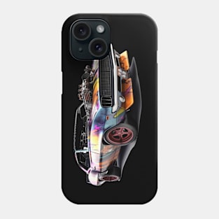 Steam-Powered Fury: A Graphic Drawing of a Steampunk American Muscle Car Phone Case