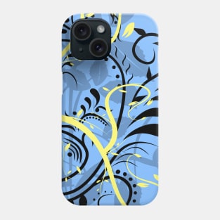 Tribal Pattern with Floral Shadow Leaves and Yellow Swirl Phone Case