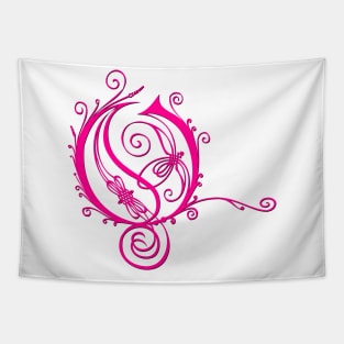 CALLIGRAPHIC LETTER "O" pink Tapestry