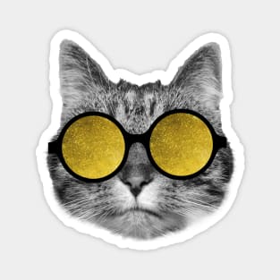 Rich cat wearing yellow sunglasses Magnet