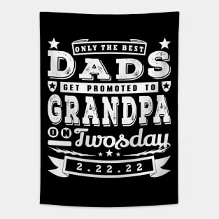 Only The Best Dads Twosday Funny Typography White Text Tapestry