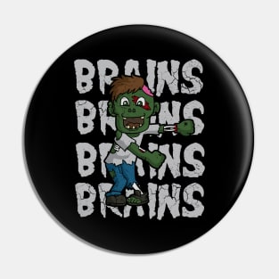 Halloween Zombie Brains Floss Flossing Dance Pin