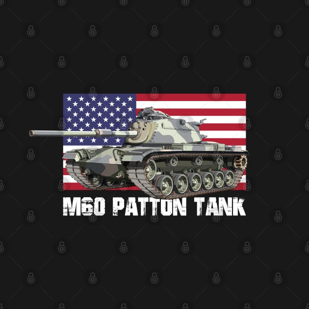 M60 Patton Tank American USA Flag Diagram Gifts by Battlefields