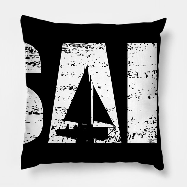 Distressed Look Sailing Gift For Sailors & Skippers Pillow by OceanRadar