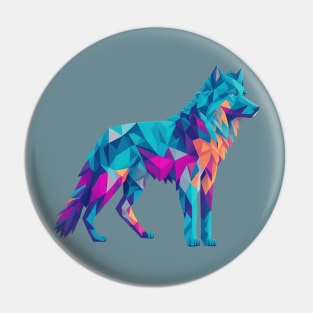 Geometeric Low Poly 3D Wolf Pin