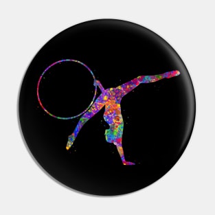 Rhythmic gymnastics hoop watercolor art Pin