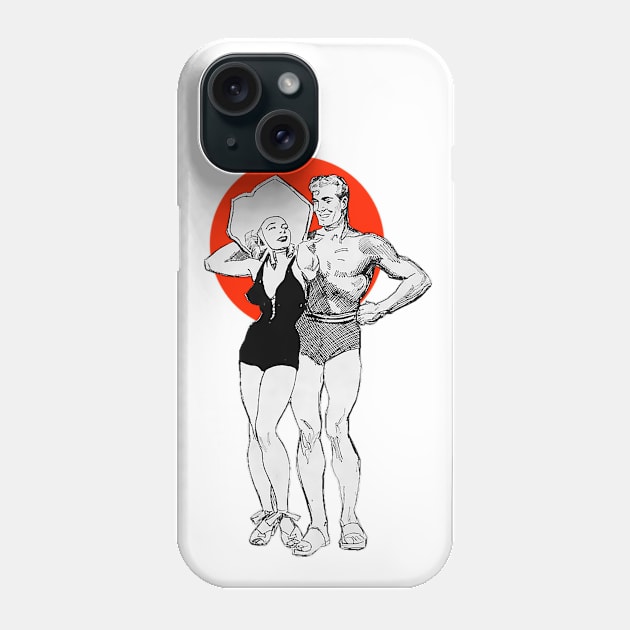 Beach swimsuit girl and strong man Phone Case by Marccelus