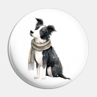 Border collie winter dog Pin