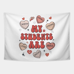 Teacher Valentines Day Positive Affirmations Candy Hearts Tapestry