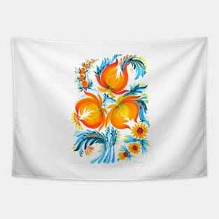 Sunny Flowers Watercolor Painting Tapestry