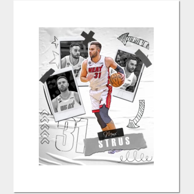 Max Strus Basketball Paper Poster Heat 4 - Max Strus - Posters and
