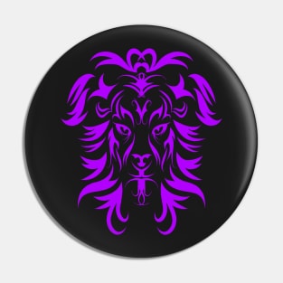 Tribal Tattoo Art Purple Lion Head Pin