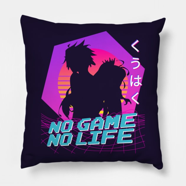 No Game No Life - Vaporwave Pillow by The Artz