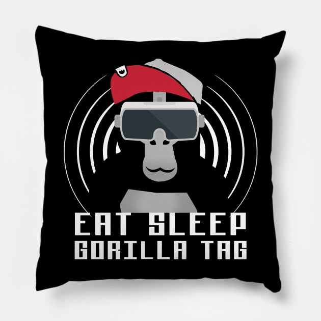 Gorilla Tag VR Gamer Shirt for Kids, Teen Eat Sleep Gorilla Pillow by Jason Smith