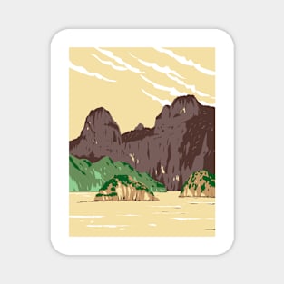 Bai Tu Long Bay in Quang Ninh or Quangninh Province Vietnam WPA Art Deco Poster Magnet