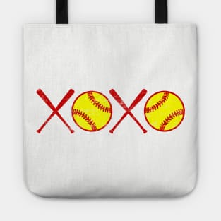 Vintage XOXO Love Softball Hugs and Kisses Yellow and Red Tote