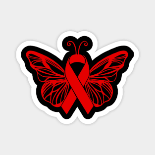 Awareness Ribbon Butterfly Red Magnet