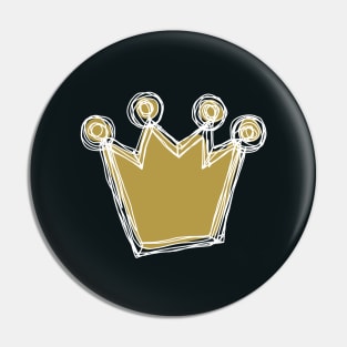 White and Gold Crown Minimalist Sketch Pin