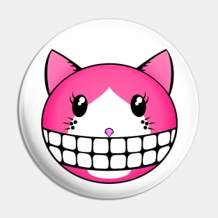 Pink Tuxie Kitty with Cheshire Grin Pin