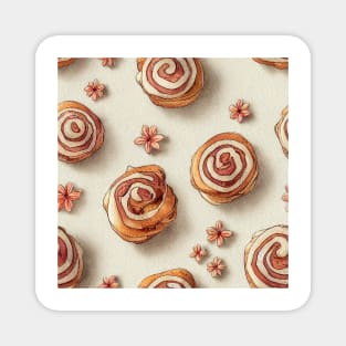 Watercolor cinnamon bun pattern Magnet