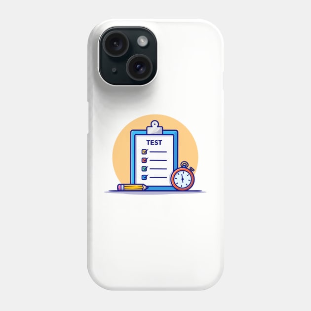 Clipboard, Paper And Timer Cartoon Vector Icon Illustration Phone Case by Catalyst Labs