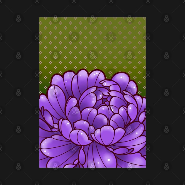 purple peony with nostalgic 80s wallpaper background by weilertsen