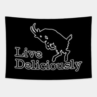 Live Deliciously | White Black Phillip | Satanic Tapestry