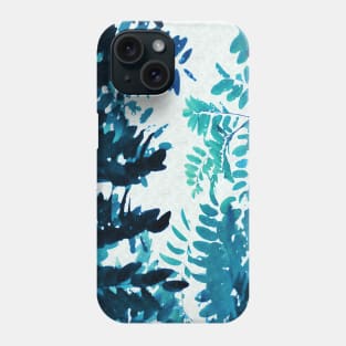 Blue Teal Green Frond Leaves Phone Case