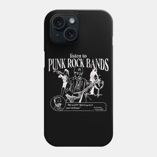 Listen to Punk Rock Bands // Funny Vintage Soviet Style Punk Rock Graphic Phone Case by SLAG_Creative
