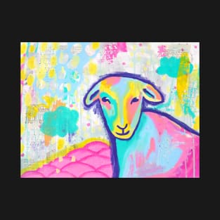 Bright abstract sheep painting mixed media T-Shirt