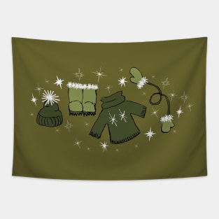 Winter weather snow lover gear cartoon illustration Tapestry