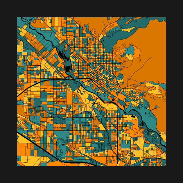Boise Map Pattern in Orange & Teal by PatternMaps