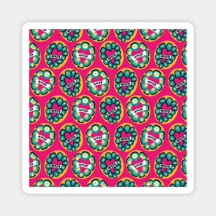 Modern mexican sacred heart colorful adorable kawaii amor tin pink heart seamless pattern Magnet