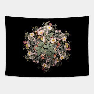 Vintage Short Styled Field Rose Flower Wreath Tapestry