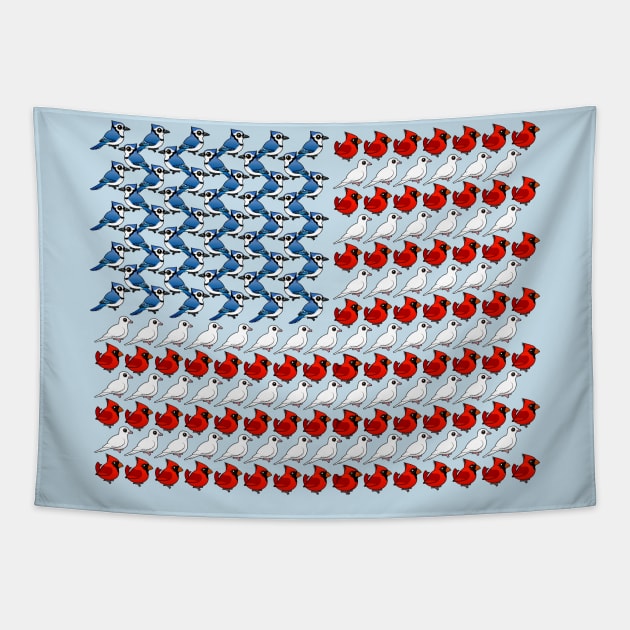 U.S. Flag of Birds Tapestry by birdorable