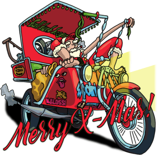 Moped Santa Magnet