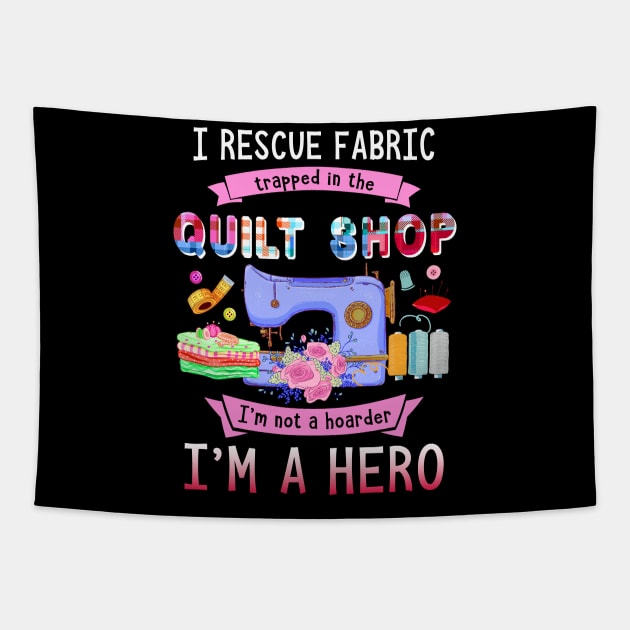 Funny I Rescue Fabric Quilt Hero Tapestry by White Martian