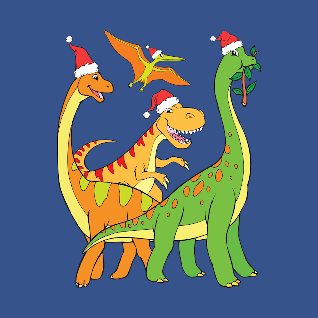 Christmas Dinosaurs T-Rex Brachiosaurus Dino Santa by samshirts