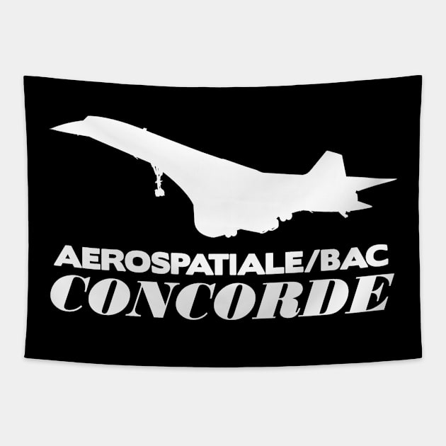Aerospatiale-BAC Concorde Silhouette Print (White) Tapestry by TheArtofFlying