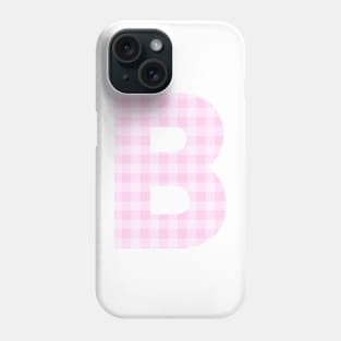 Pink Letter B in Plaid Pattern Background. Phone Case