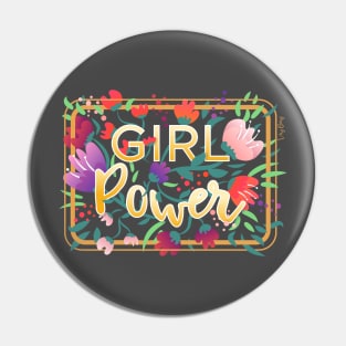 Girl Power Floral Typography Pin